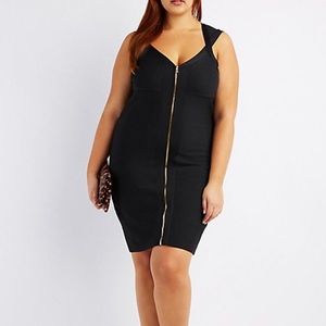 Zip Front Bandage Body Con Dress